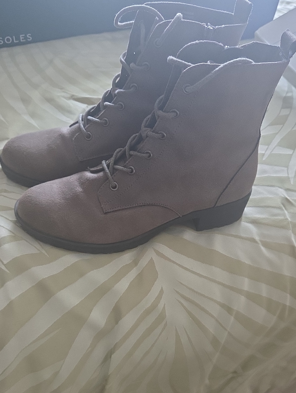 Sun + Stone Taupe Lace-Up Ankle Boots